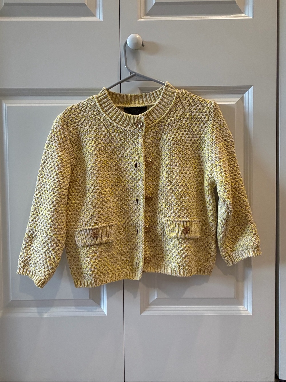 Zara Yellow Textured Knit Cardigan
